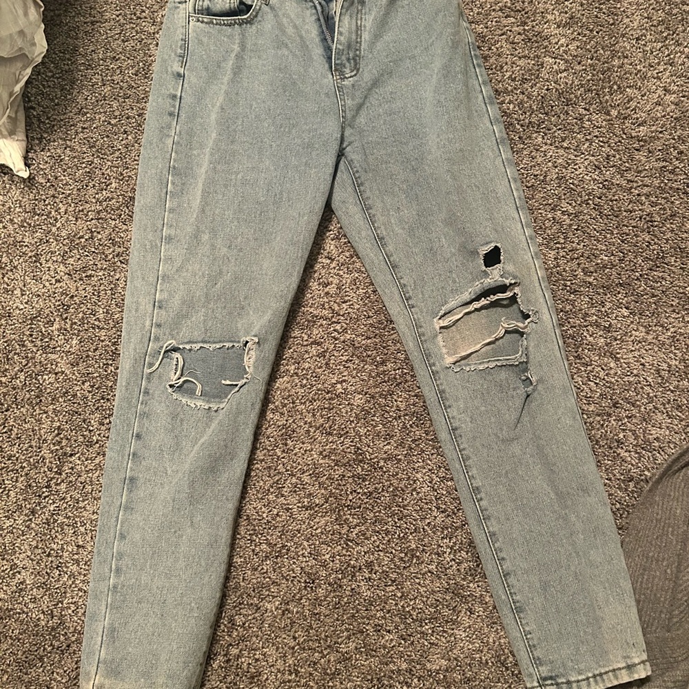 Women's Distressed Blue Jeans